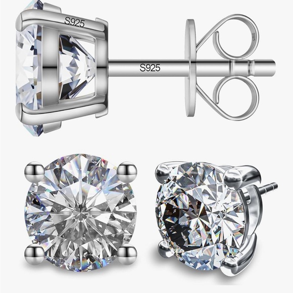 1CT Moissanite Diamond Stud Earrings 18K White Gold Plated S925 Sterling Silver - Picture 3 of 8